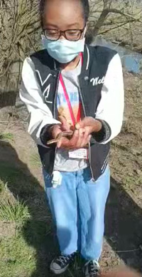 Young person holding a garter snake